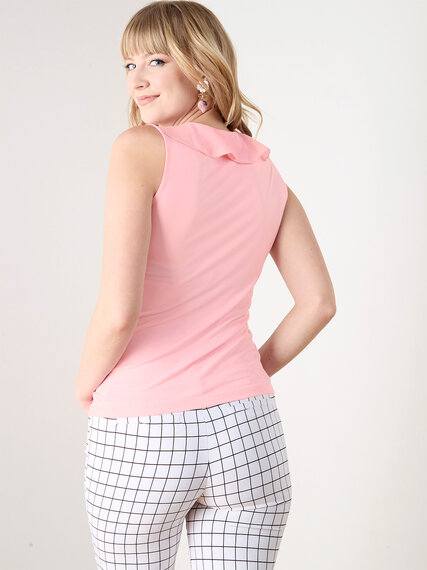 Sleeveless Stretch Top with Ruffle Detail Image 3