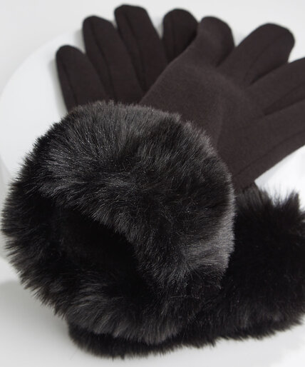 Fur Trim Touch-Screen Gloves Image 2