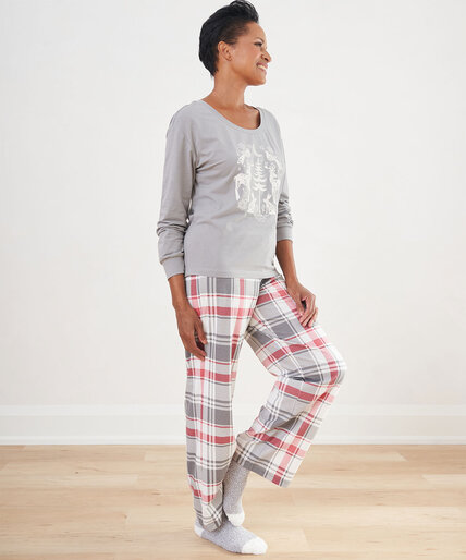 Round Neck Wide Leg Pajama Set Image 1