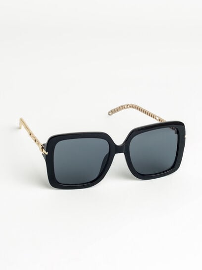 Black Square Frame Sunglasses with Arm Detail