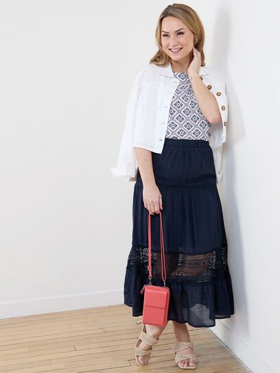 Gauze Peasant Skirt with Lace Detail