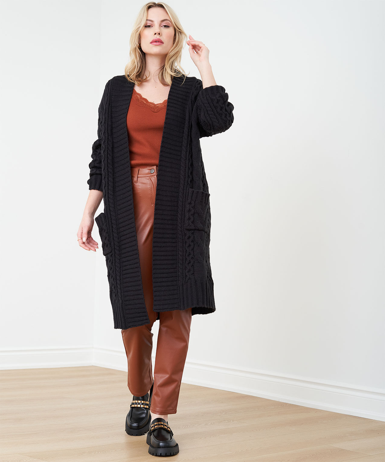Cable cheap knit coatigan