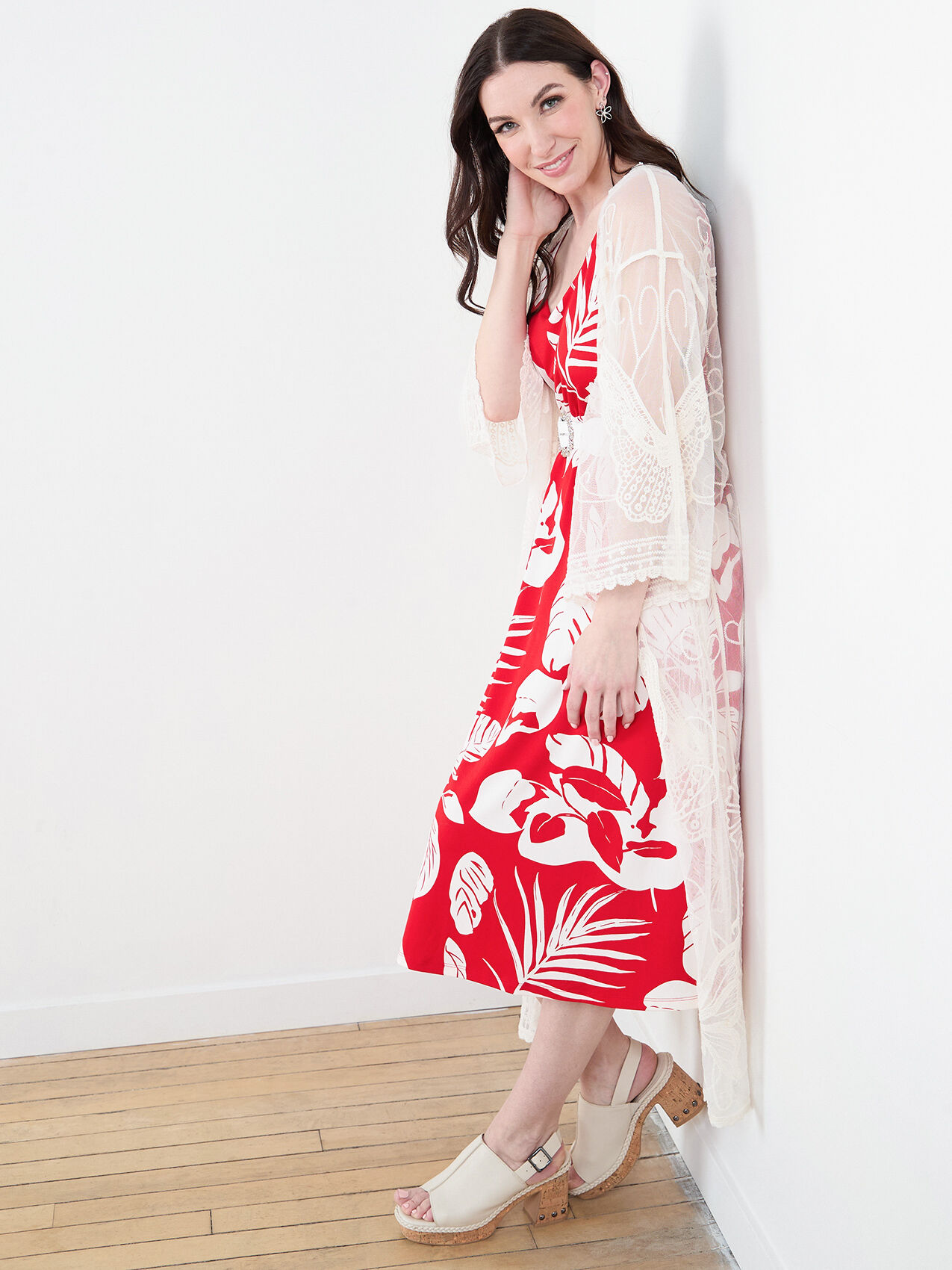 Red White Tropical Summer Sundress Cleo 4000010839