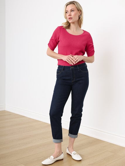 Petite Elbow Sleeve Textured Stretch Top Image 1