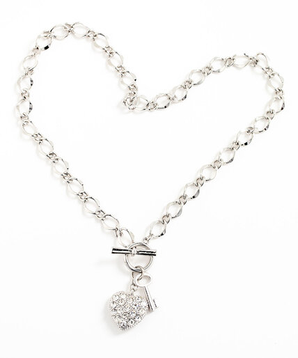 Crystal Heart & Chain Toggle Necklace Image 1