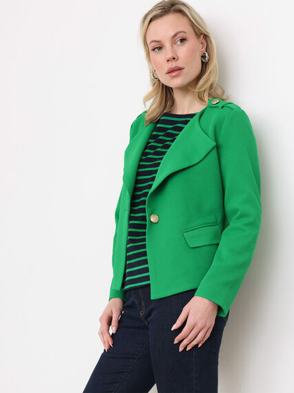 Kelly Green Knit Pique One-Button Blazer Image 2