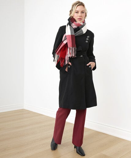 Belted Cross Over Collar Coat Image 5