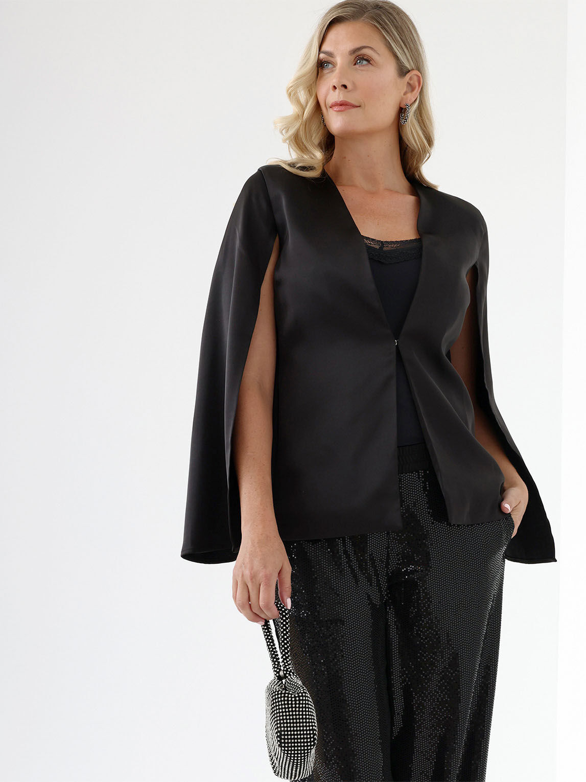 Black cape blazer cheap