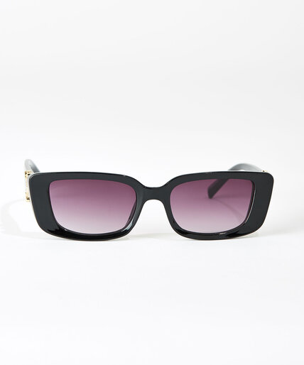 Small Black Rectangular Frame Sunglasses Image 1