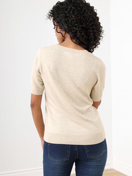 Petite Elbow Sleeve Deep U-Neck Sweater Image 4