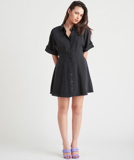 Dex Black Tape Buttoned Mini Dress Image 1