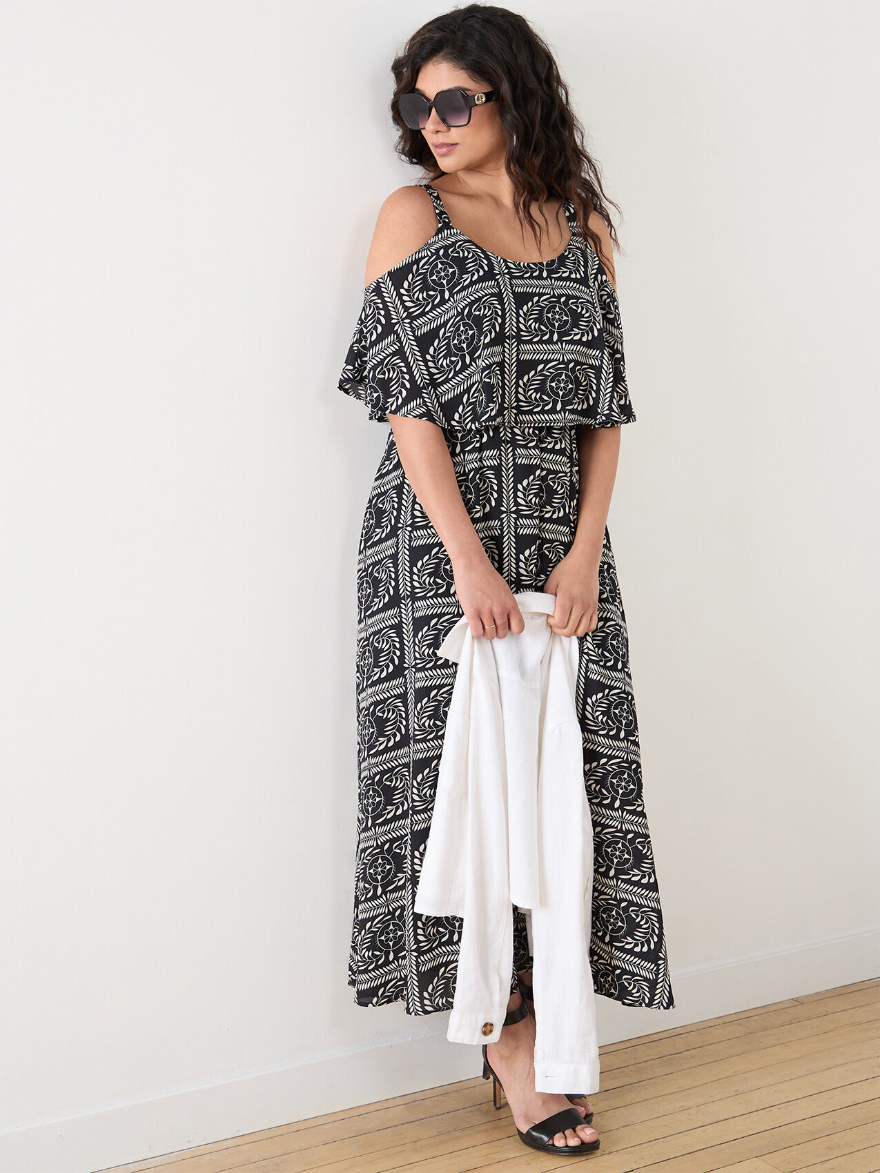 Petite Crepe de Chine Cold Shoulder Maxi Dress Cleo 4000010144