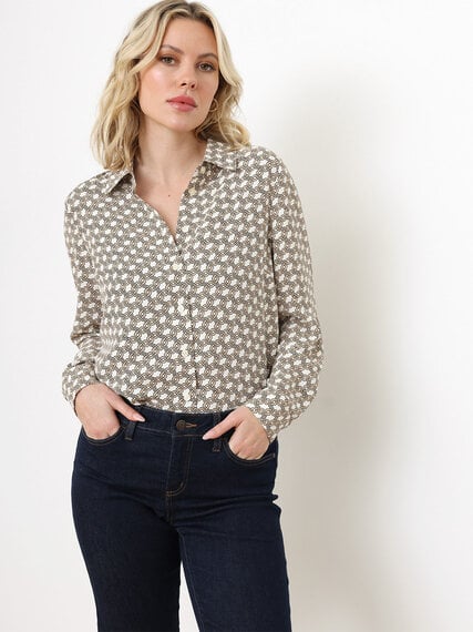 Petite Crepe Relaxed Fit Collared Blouse Image 3