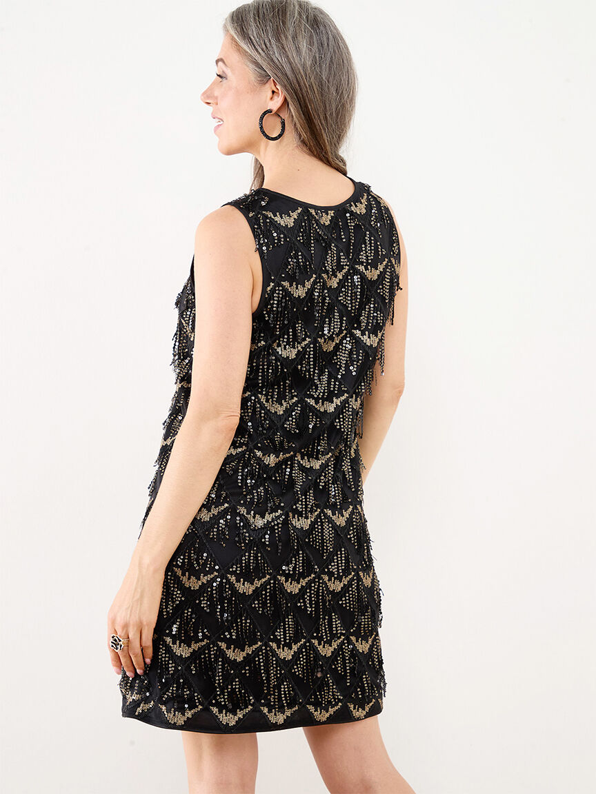 Sequin fringe midi dress store