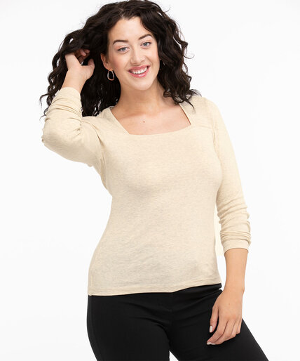Cotton Long Sleeve Square Neck Tee Image 5
