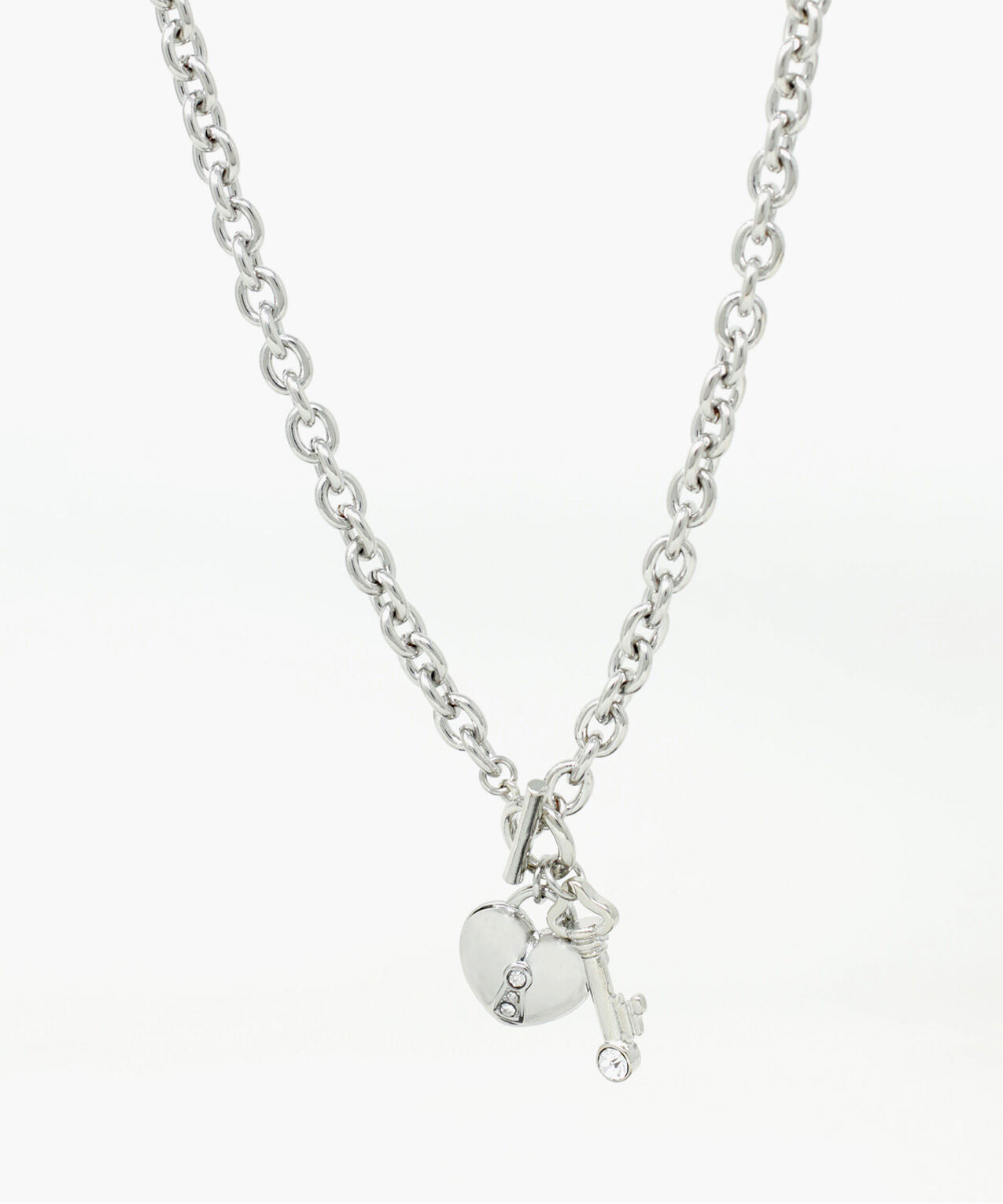 Short Silver Heart Lock Necklace