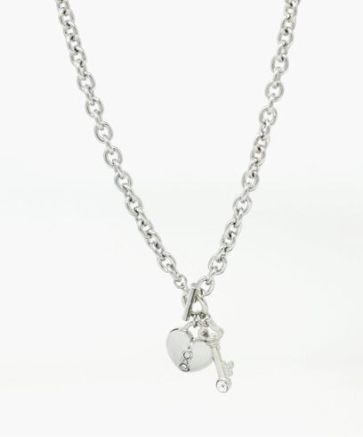 Short Silver Heart Lock Necklace