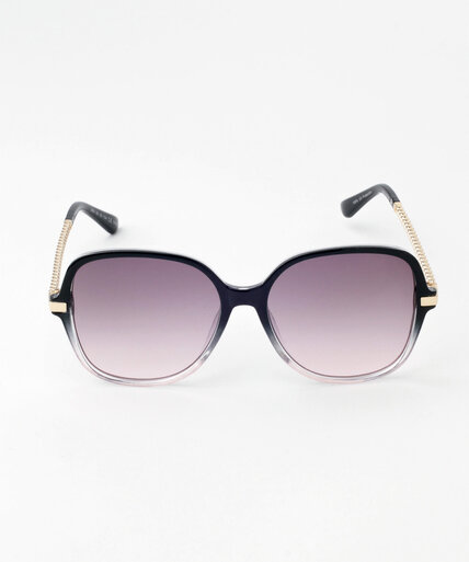 Black & Pink Sunglasses with Gold Metal Detail Image 4