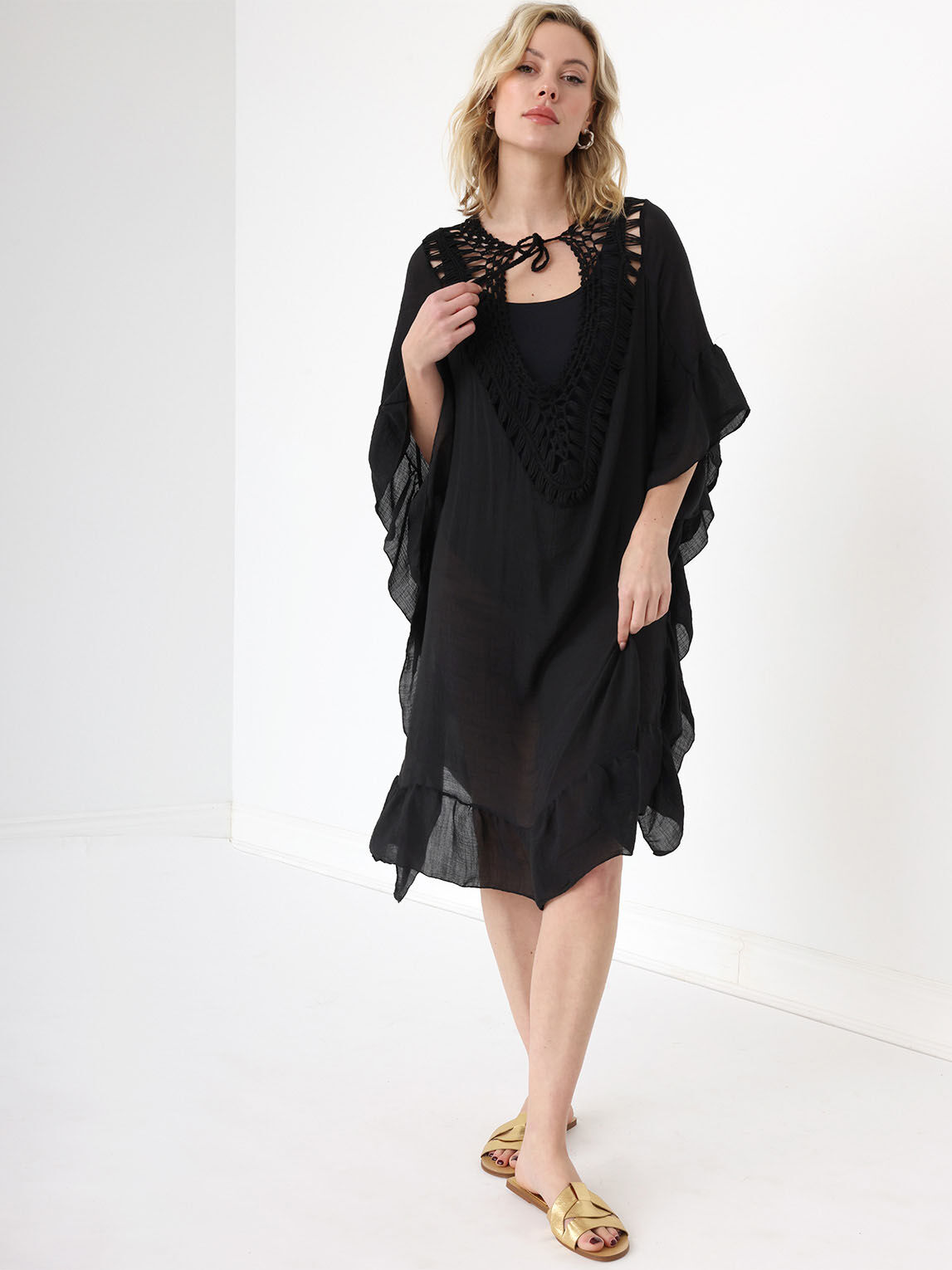Kimono over store black dress