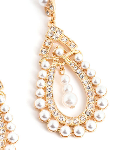 Gold Pearl Teardrop Earring Image 3