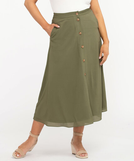 Button Front Midi Skirt Image 3