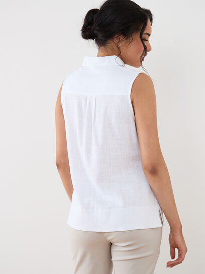 Petite Sleeveless Linen Blend Shirt