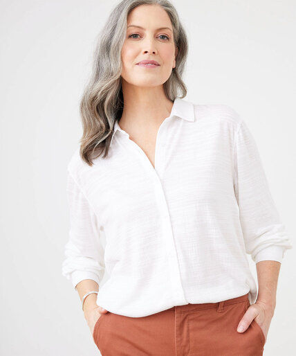 Textured Button Front Shirt Image 1