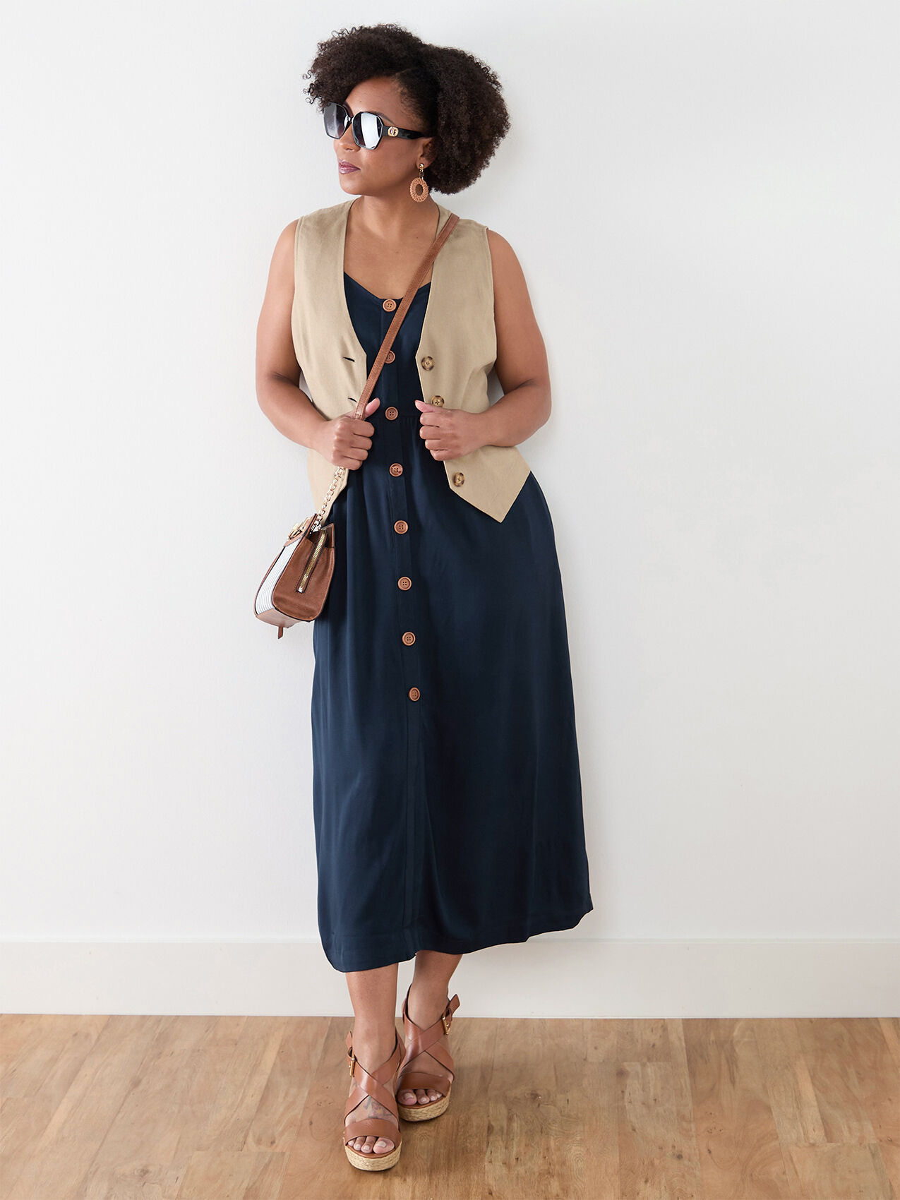 Petite Viscose Button Front Maxi Dress