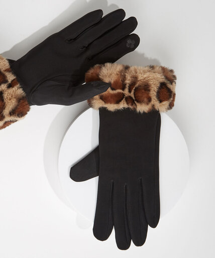 Fur Trim Touch-Screen Gloves Image 1