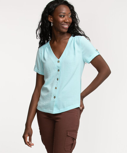 Short Sleeve Button Front Blouse Image 1