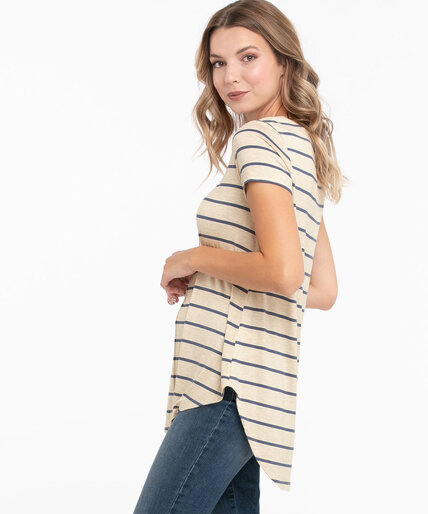 Striped Short Sleeve Tunic Top Image 2