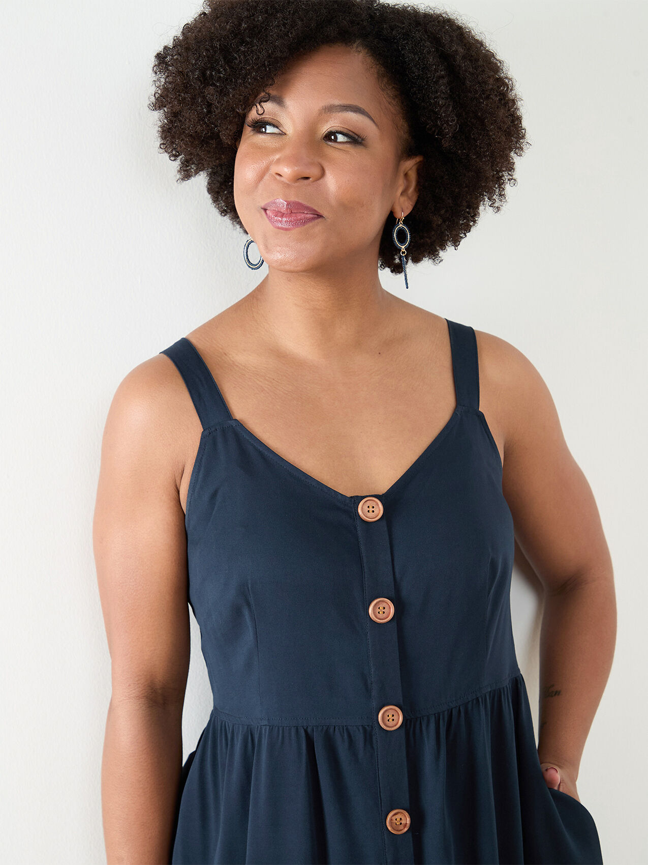 Petite Viscose Button Front Maxi Dress