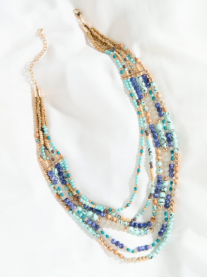 Long Layered Multi-Tone Beaded Necklace Image 1