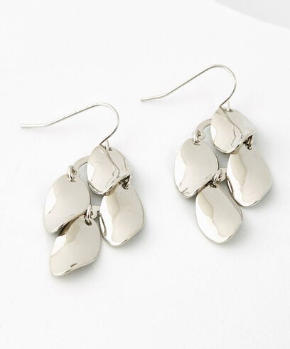 Silver Petal Tassel Earrings