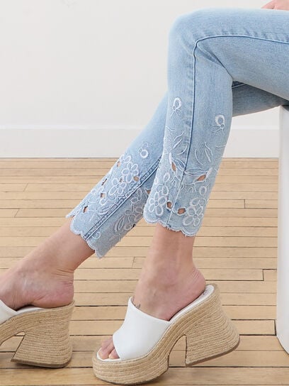 Slim Embroidered Ankle Jeans by GG Jeans