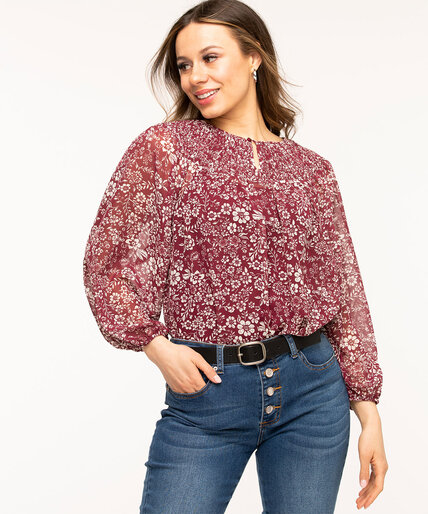 Floral Smocked Balloon Sleeve Blouse Image 5