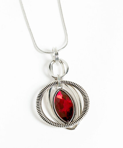 Silver & Ruby Red Pendant Necklace Image 1
