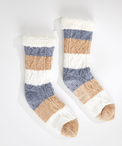 Chenille Stripe Slipper Socks Image 1