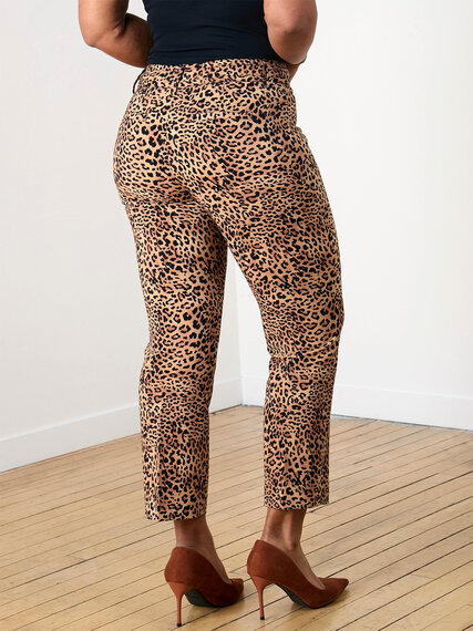 Leah Petite Straight Ankle Pant in Leopard Print Image 3