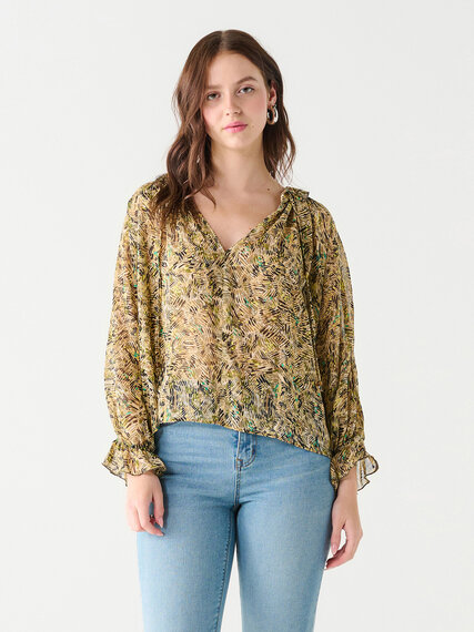 Printed Ruffle Blouse by Black Tape Image 1