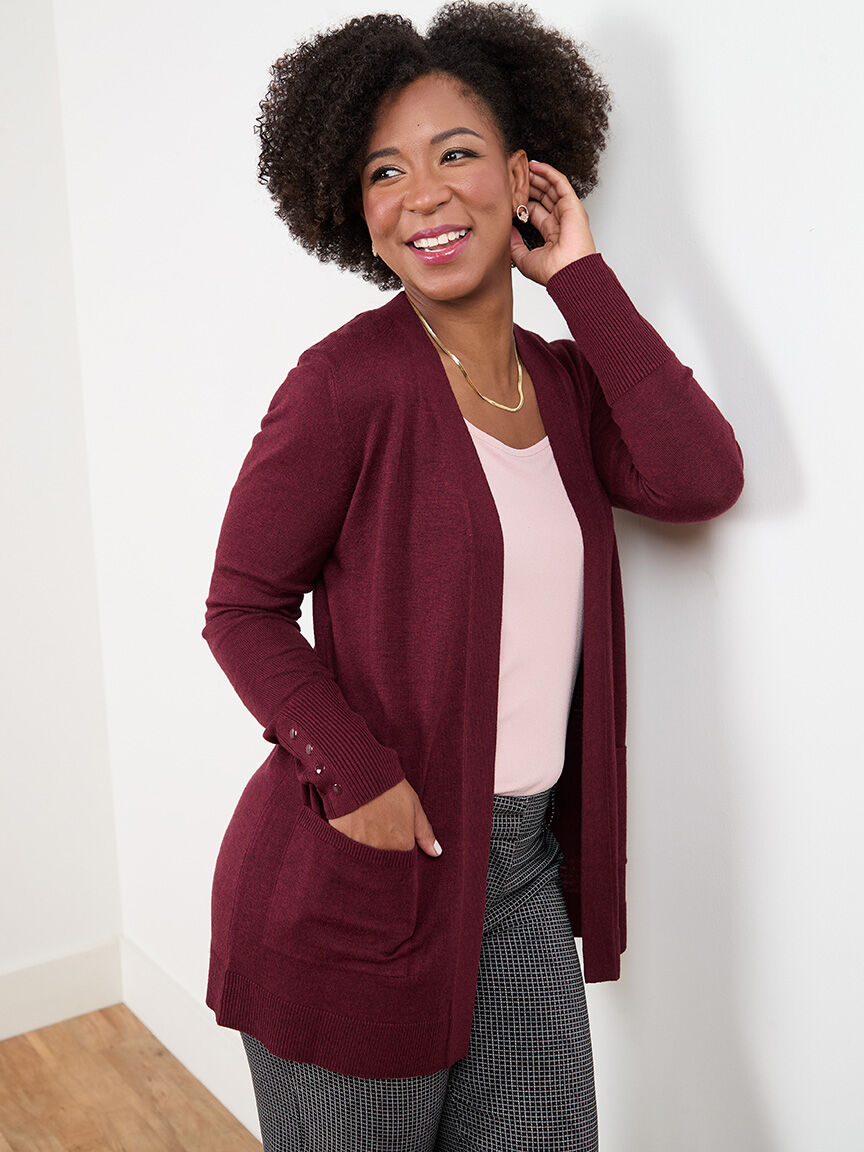 Open front knit cardigan deals