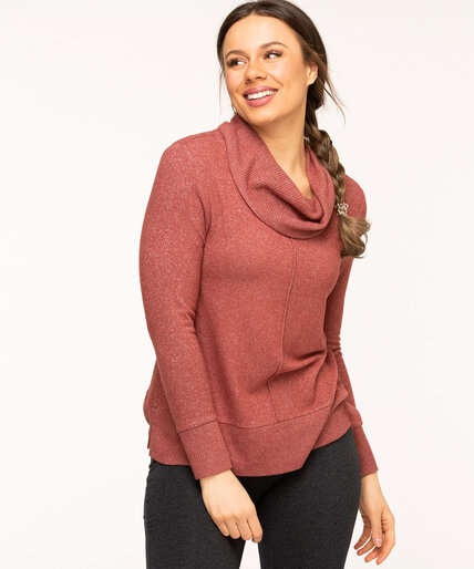 Cowl Neck Lightweight Knit Top Image 1