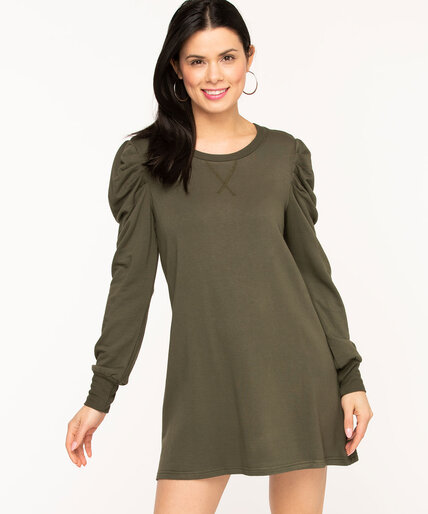Olive Puff Sleeve Tunic Dress Image 1