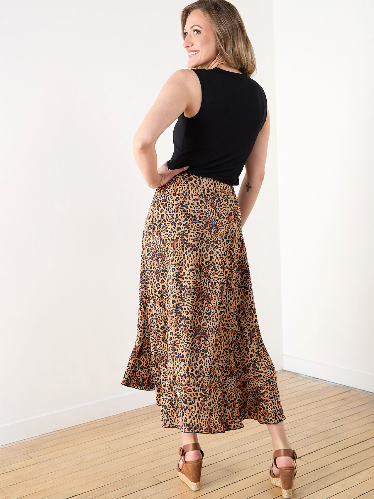 Animal print ruffle skirt sales