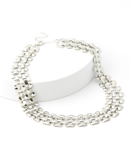 Short Silver Woven Necklace Image 3