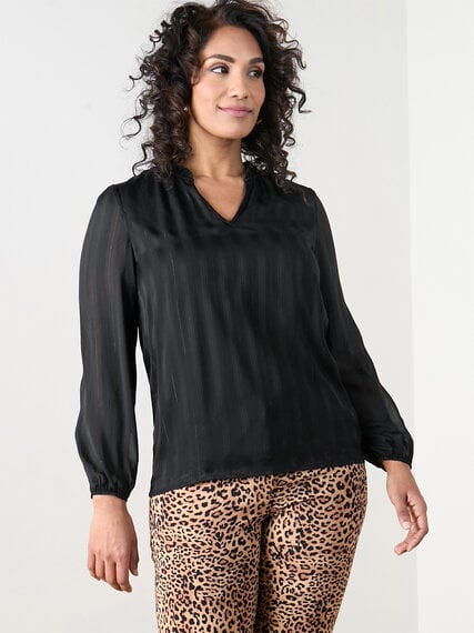 Petite Relaxed Fit Chiffon Blouse with Ruffle Detail Image 1