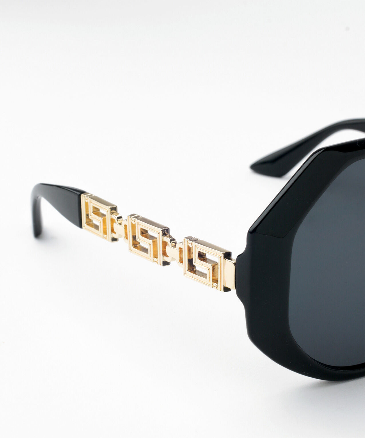 Black Octagon Shaped Sunglasses with Gold Detail Cleo 4000009280