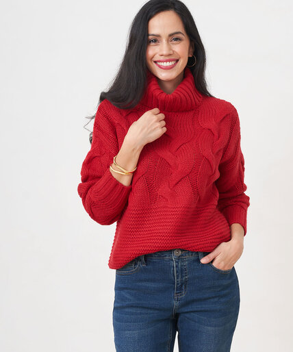 Cable Knit Turtleneck Sweater Image 3