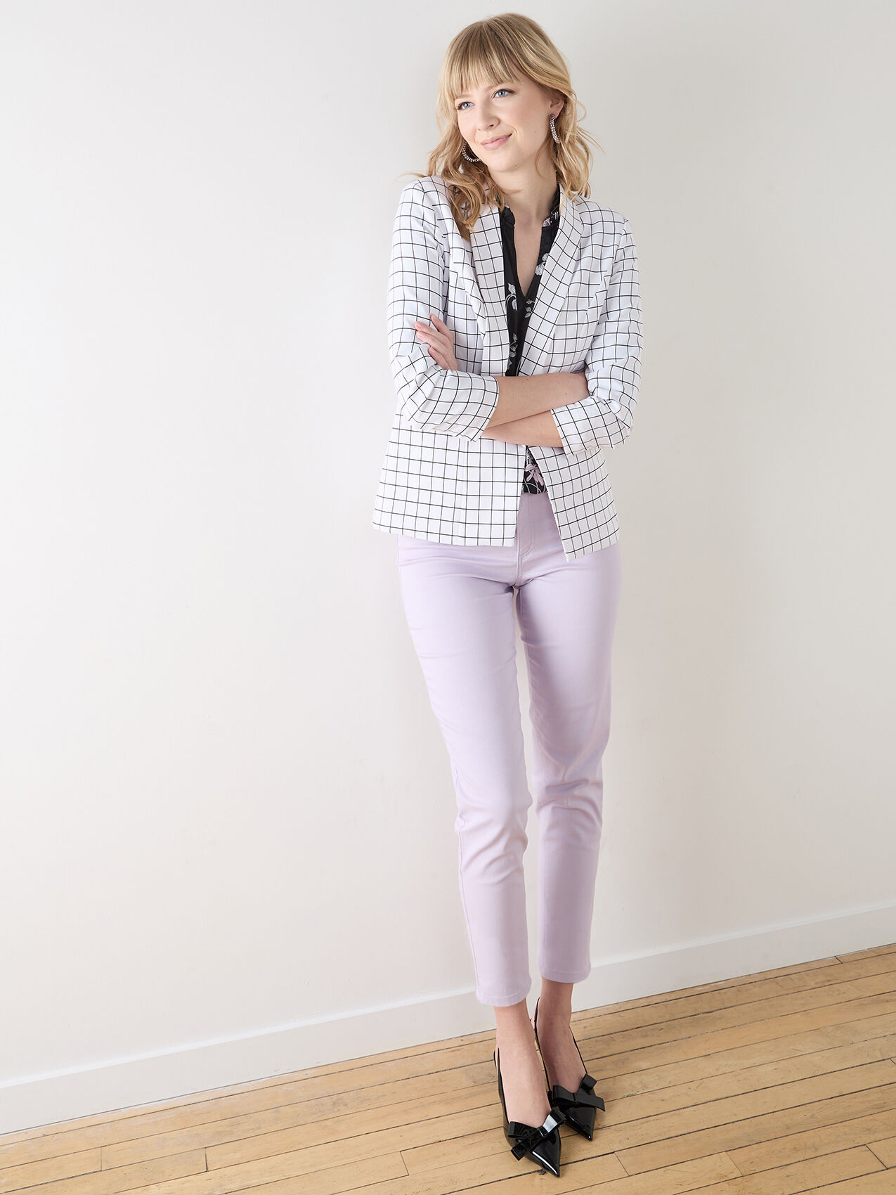 Grey blazer white pants online