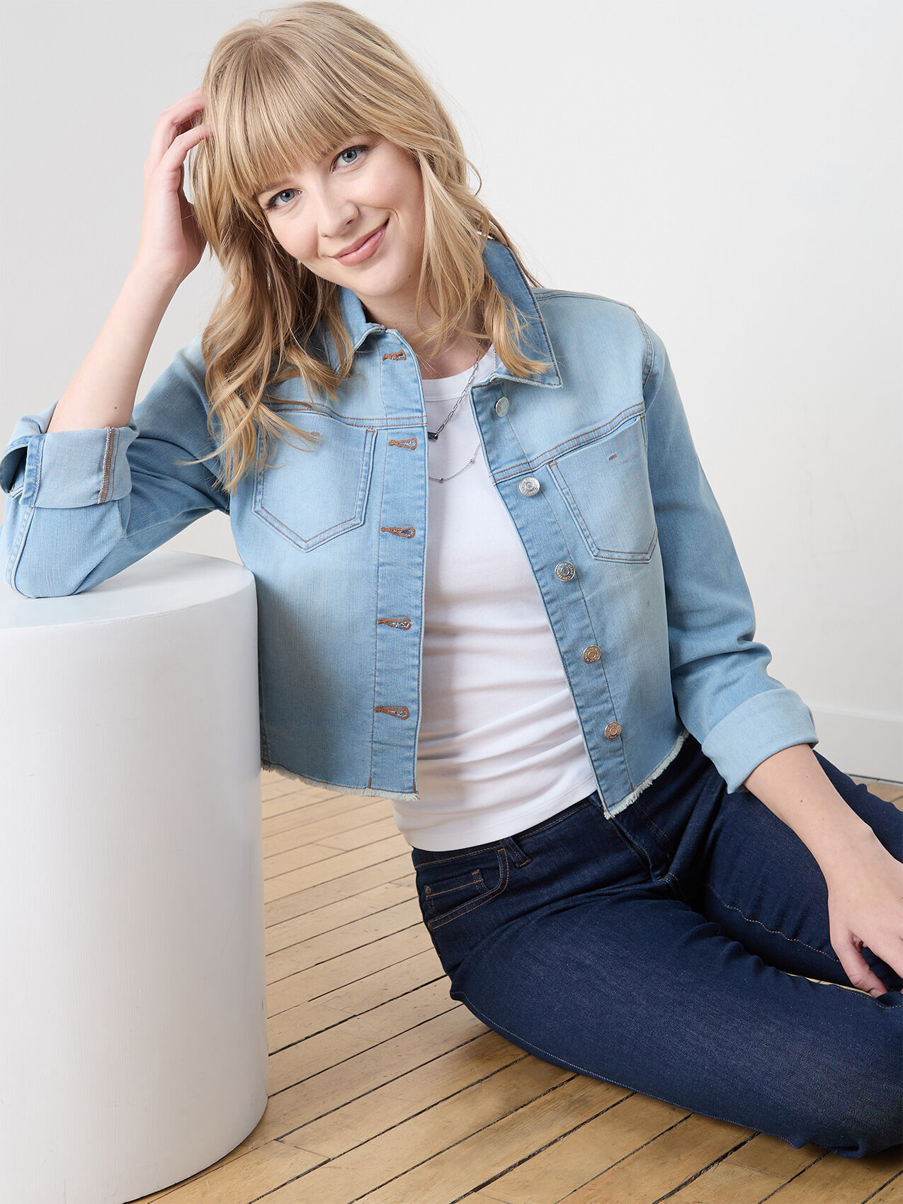 Light Wash Cropped Denim Jacket